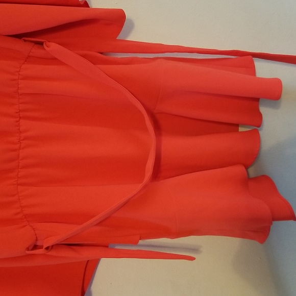 NWDFT IRO Layer Dress Matte Orange Belted Bell Kimono Sleeves Mini s FR 40 Large - Picture 8 of 10